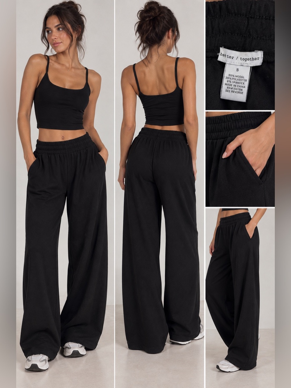 Better Together Black Wide-Leg High-Waist Pants